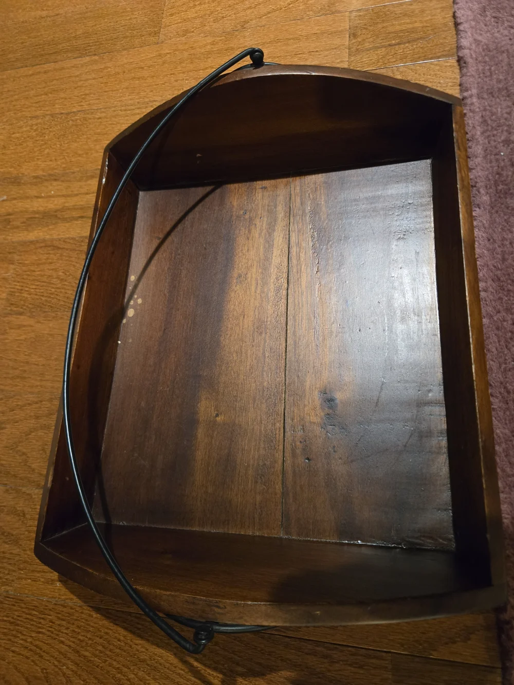Farmhouse Style Wood & Metal Serving Tray w/ Black Swing Handle, Rooster Accent